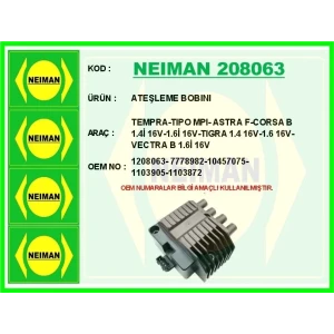 ATEŞLEME BOBINI TEMPRA-TIPO MPI- ASTRA F-CORSA B 1.4İ 16V-1.6İ 16V-TIGRA 1.4 16V-1.6 16V-VECTRA B 1.6İ 16V