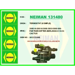 TERMOSTAT (KOMPLE) 2008 I-II-208 I-II-3008-308 II-5008-508-PARTNER-RIFTER-BERLINGO-C3 II-C4 CACTUS-