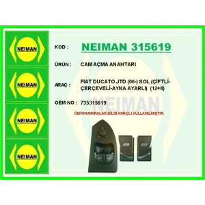 CAM AÇMA ANAHTARI FIAT DUCATO JTD (06-) SOL (ÇİFTLİ-ÇERÇEVELİ-AYNA AYARLI) (12+8)
