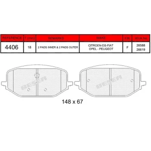 FREN BALATASI ÖN CITROEN BERLINGO III - C5 III X / DS DS 4 II- DS 7 / FIAT DOBLO III/ OPEL ASTRA L - COMBO E - GRANDLAND - GRANDLAND X / PEUGEOT 308 III-508 III-PARTNER -RIFTER 2018- 2018- 26588 - 26619