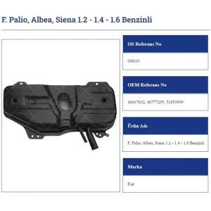 BENZIN DEPOSU FİAT PALIO ALBEA SIENA 1.2 1.4 1.6 BENZİNLİ