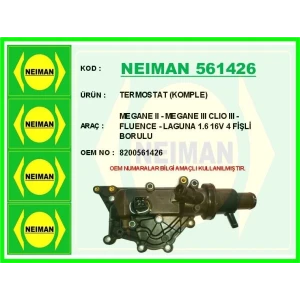 TERMOSTAT (KOMPLE) MEGANE II - MEGANE III CLIO III - FLUENCE - LAGUNA 1.6 16V 4 FİŞLİ BORULU