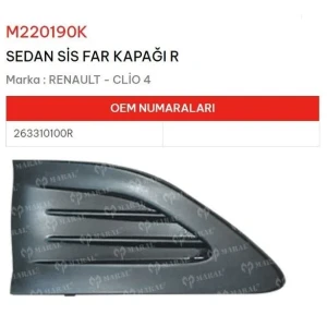SİS FAR ÇERÇEVESİ KAPAĞI SAĞ CLİO IV