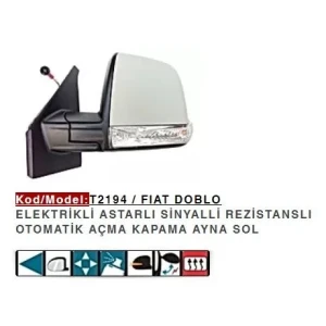 DIŞ DİKİZ AYNASI SOL ELEKTRİKLİ KATLANIR ASTARLI SINYALLI DOBLO 11