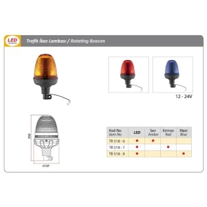 DÖNER TRAFİK İKAZ LAMBA LED TİPİ KIRMIZI