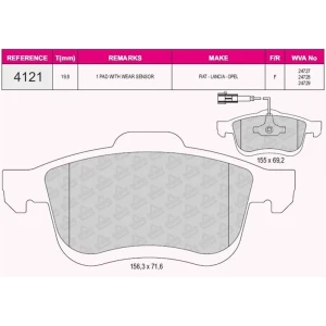 FREN BALATASI ÖN FİAT DOBLO PANORAMA – OPEL COMBO (-12) 10- 24727