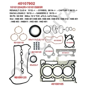 FULL TAKIM CONTA TEFLON KEÇELİRENAULT CLİO 4 900CC 12 V TCE H4B 400 - 408 - 410