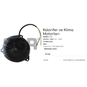 KALORİFER MOTORU TRANSIT T12-T15 1992-2001 91VW18565AA