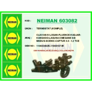 TERMOSTAT (KOMPLE) CLIO II-III-IV-LOGAN-FLUENCE-KADJAR-KANGOOO-LAGUNA II MEGANE II-III MODUS-SCENIC-CAPTUR 0.9 - 1.2 TCE
