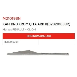 KAPI BANDI KROM ÇITA ARKA R828201839R CLİO IV