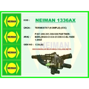 TERMOSTAT (KOMPLE) (83C) P207-208-301-308-508 PARTNER-BERLINGO-C3-C4-C5 DS3-C-ELYSEE 1.6HDİ