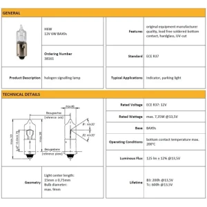 AMPÜL H6 BAX 9S 12V 6W HALOGEN