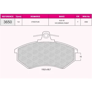 FREN BALATASI ÖN VOLKSWAGEN PASSAT 1.6-1.8-2.0 16MM 88-91 20562