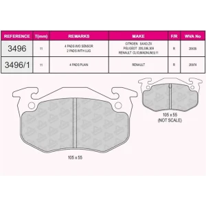 FREN BALATASI ARKA RENAULT CLIO 1.7-1.8-MEGANE 16V-PEUGEOT 306 93- 20635