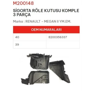 SİGORTA ROLE KUTUSU ÜÇLÜ TAKIM MEGAN II MARAL-M200148