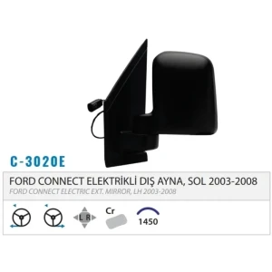 DIŞ DİKİZ AYNASI ELEKTRİKLİ ISITMALI ÇİFT CAM SOL CONNECT 02-08 M003.3022