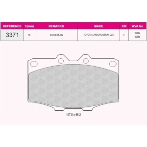 FREN BALATASI ÖN TOYOTA HI-LUX LN60/LN65 2.0 78-90 20852
