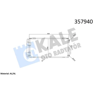 KLİMA RADYATÖRÜ TOYOTA COROLLA 1.4 1.6 1.4/1.6 16V 1.9D 97<02 KURUTUCU İLE BRAZING AL/AL 628×288X16 AL/BRZ