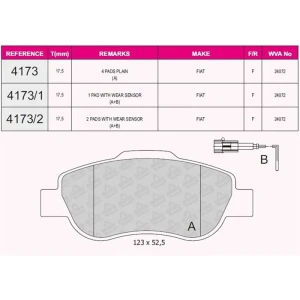 FREN BALATASI ÖN FIAT 500 C- PANDA (169) - PANDA VAN (169) / FORD KA (RU8) 2003- 24072 - 24138