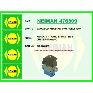 CAM ACMA ANAHTARI SAG ( TEKLI-MAVI ) KANGO III - TRAFIC II - MASTER II-DUSTER-MOVANO
