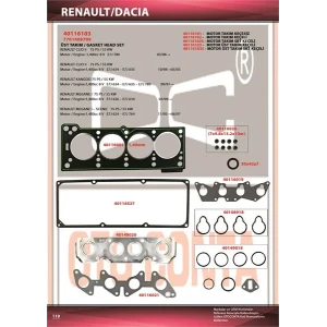 RENAULT CLIO II - KANGOO 1.400CC ÜST TK CONTA KEÇE Lİ SUBAP LASTİKLİ E7J 624-626-634-635-780