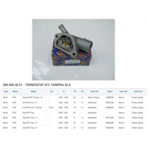 TERMOSTAT 87 C SLX TEMPRA TIPO 1.4 1.4İE 1.6 1.6İE UNO70