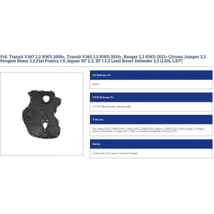 EKSANTİRİK KAPAĞI FORD TRANSİT V347 V363 RANGER 2.2 CITROEN JUMPER 2.2 BOXER 2.2 JAGUAR XF LAND ROVER DEFENDER