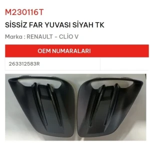 SİS FAR YUVASI SİSSİZ SİYAH TK CLİO V