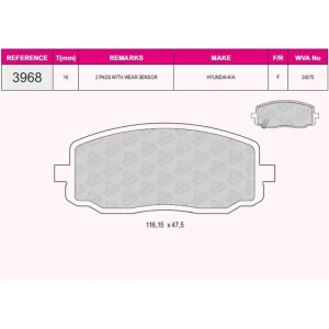 FREN BALATASI ÖN HYUNDAI İ10 – İ20 – KIA PICANTO 04-11 24275