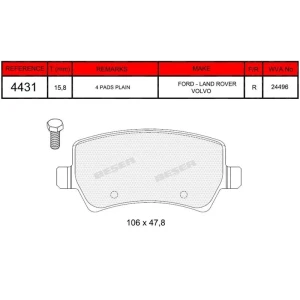 FREN BALATASI ARKA FORD GALAXY II - S-MAX 202006-2015 / LANDROVER FREELANDER 2 - RANGE ROVER EVOQUE 202006-2019 / VOLVO S60 II -S80 II-V60 II-V70 III-XC60-XC60 II-XC70 III 2007-2016 ARKA DİSK BALATASI 07- 24496