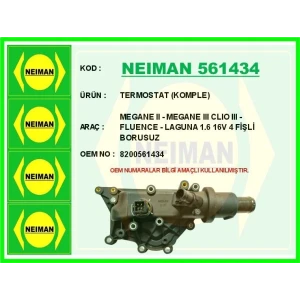TERMOSTAT (KOMPLE) MEGANE II - MEGANE III CLIO III - FLUENCE - LAGUNA 1.6 16V 4 FİŞLİ BORUSUZ