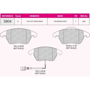 FREN BALATASI ÖN VW CADDY – GOLF – JEETA – AUDI A1 – A3 – A4 – TT – SEAT – SKODA 03- 23587