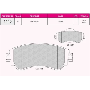 FREN BALATASI ÖN CITROËN C4 II (B7) 2009/2020 / CITROËN DS4 2011/2015 2522125220