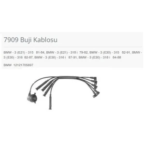 BUJİ KABLOSU BMW - 3 E21 - 315 81-84. BMW - 3 E21 - 318 İ 79-82. BMW - 3 E30 - 315 82-91. BMW - 3 E30 - 316 82-87. BMW - 3 E30 - 316 İ 87-91. BMW - 3 E30 - 318 İ 84-88