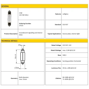 AMPÜL 12V 5W SOFİT SV 8.5