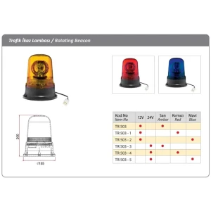 24 VOLT TEPE LAMBASI SARI GALAKSİ DONER LAMBA