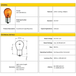 AMPÜL 12V 21W 93 YAKIN TIRNAK AMBER