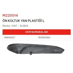 KOLTUK YAN PLASTİĞİ ÖN SAĞ ALBEA