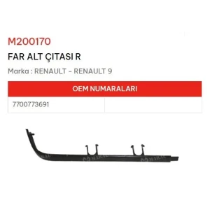 FAR ALTI ÇITASI SAĞ R9 R11