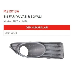 SİS FAR ÇERÇEVESİ KAPAĞI SAĞ LINEA SİSLİ GRİ