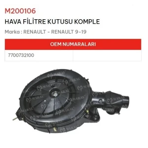 HAVA FILTRE KUTUSU R9 KOMPLE FİLTRESİZ