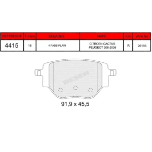 FREN BALATASI ARKA CITROEN CACTUS - C- ELYSEE II (DD) 2014 SONRASI / DS DS3 CROSSBACK 2018 SONRASI / OPEL CORSA F 2019 SONRASI / PEUGEOT 208 II-301-2008 II 2014- 26195
