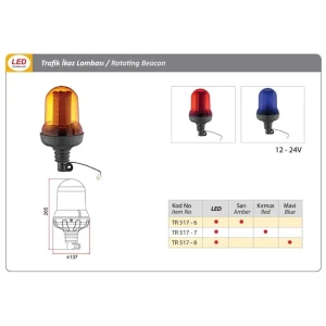 DONER GALAKSI LAMBA LEDLI SARI 12V 24V BORU TIP