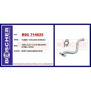 TURBO YAĞLAMA BORUSU KNG-CLIO 1.5 DCI EM (K9K)