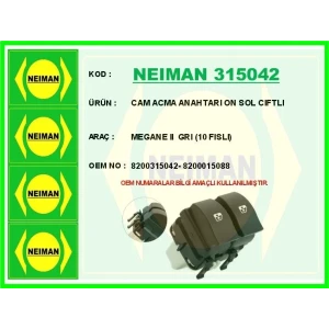 CAM ACMA ANAHTARI ON SOL CIFTLI MEGANE II GRI (10 FISLI)