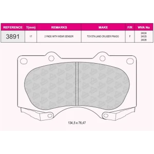 FREN BALATASI ÖN TOYOTA LAND CRUISER VII 120 SERIES (03-07) 24024