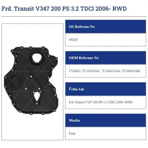 EKSANTİRİK KAPAĞI FORD TRANSİT V347 200 ps 3.2 tdcı 2006 rwd