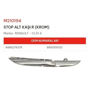 STOP ALT KAŞI SAĞ KROM CLİO IV