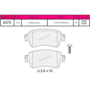 FREN BALATASI ARKA CITROËN C4 SPACETOURER (3D_) - C4 SPACETOURER VAN (3D_)-GRAND C4 SPACETOURER VAN (3A_, 3E_) - JUMPY III / DISPATCH (V_) SPACETOURER (V_) / FIAT E-SCUDO (507) ELÉCTRİCO OPEL VIVARO III (C) (K0)- ZAFIRA LIFE (K0) / PEUGEOT EXPERT III (V_)