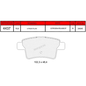 FREN BALATASI ARKA CITROEN C4 II-C4 PALLAS-C4 PICASSO-C4 GRAND PICASSO 202010- / PEUGEOT 408 202010- ARKA DİSK BALATASI 10- 24540